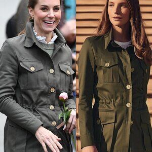 Kate Middleton Troy London style Women's Utility Jacket in Olive Green